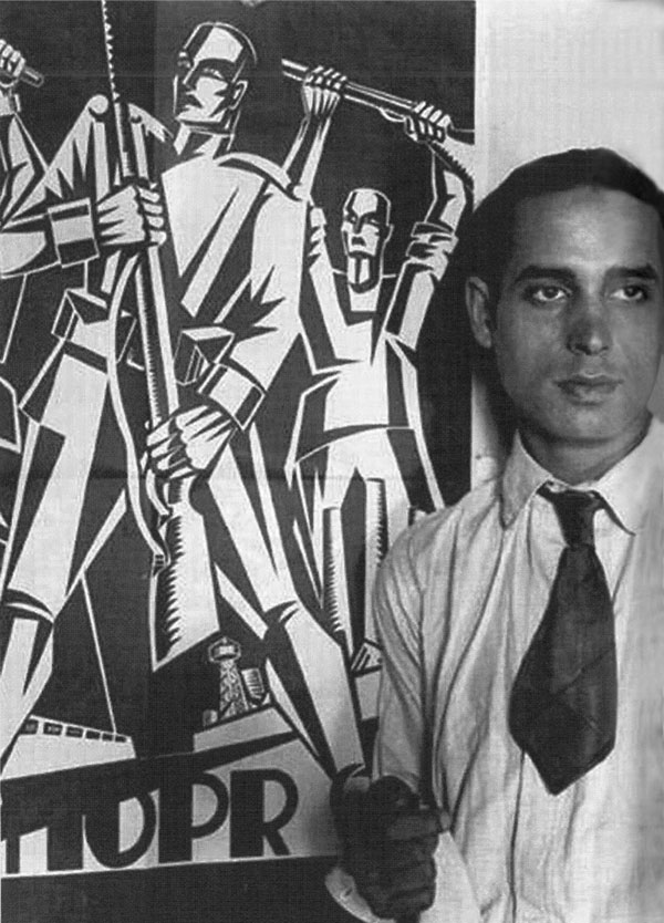 Helios Gómez with a work. Crónica, 1929 Helios Gómez with a work. Crónica, 1929
